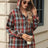Drawstring Plaid Hooded Long Sleeve Top - V.I.P Digital Presence
