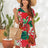 Drawstring Printed V-Neck Mini Dress - V.I.P Digital Presence
