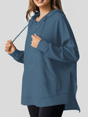 Drawstring Slit Long Sleeve Hoodie - V.I.P Digital Presence