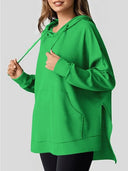 Drawstring Slit Long Sleeve Hoodie - V.I.P Digital Presence