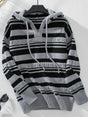 Drawstring Striped Long Sleeve Hooded Sweater - V.I.P Digital Presence