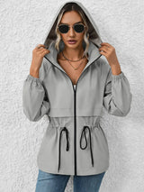 Drawstring Zip Up Hooded Jacket - V.I.P Digital Presence