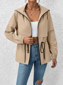 Drawstring Zip Up Hooded Jacket - V.I.P Digital Presence