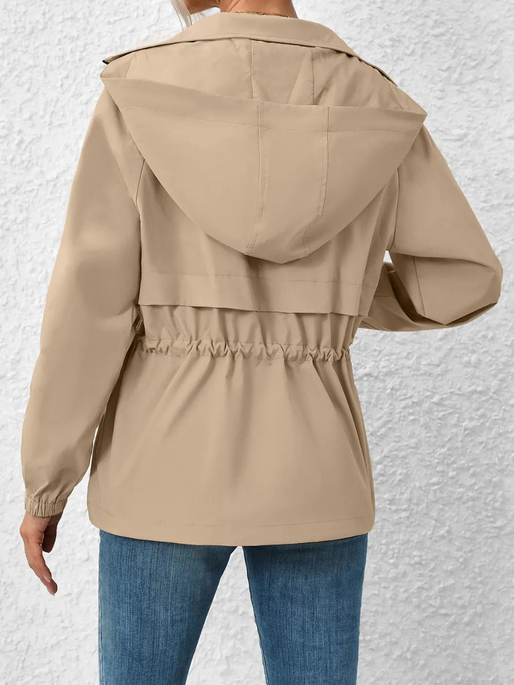 Drawstring Zip Up Hooded Jacket - V.I.P Digital Presence