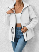 Drawstring Zip Up Hooded Jacket - V.I.P Digital Presence