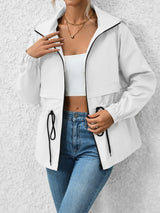 Drawstring Zip Up Hooded Jacket - V.I.P Digital Presence