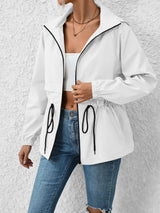 Drawstring Zip Up Hooded Jacket - V.I.P Digital Presence
