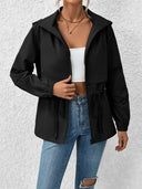 Drawstring Zip Up Hooded Jacket - V.I.P Digital Presence