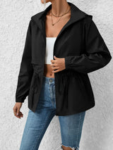 Drawstring Zip Up Hooded Jacket - V.I.P Digital Presence