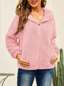 Drawstring Zip Up Hooded Plush Jacket - V.I.P Digital Presence