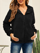 Drawstring Zip Up Hooded Plush Jacket - V.I.P Digital Presence