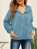 Drawstring Zip Up Hooded Plush Jacket - V.I.P Digital Presence