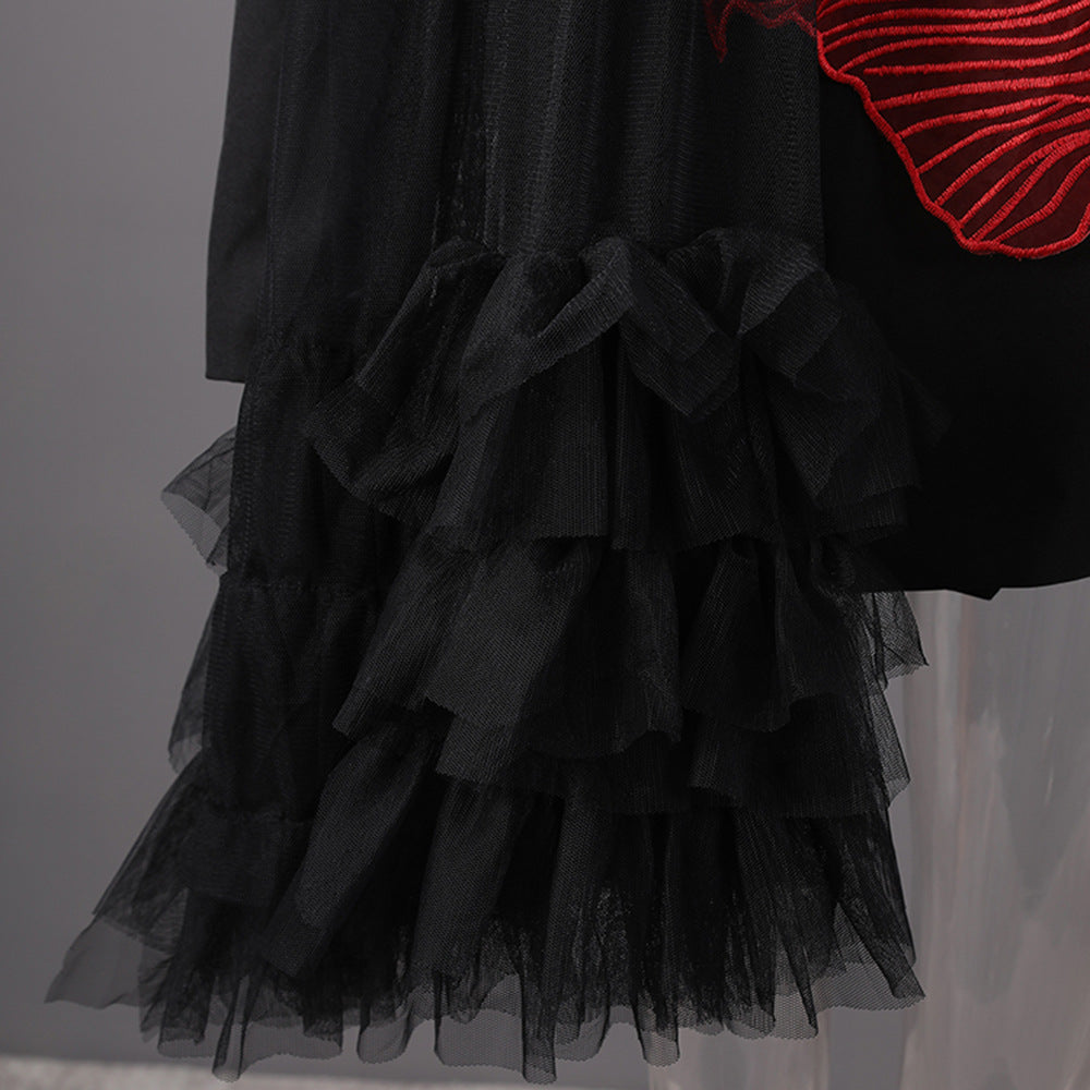 Embroidered goldfish patchwork irregular mesh suit loose jacket for women - V.I.P Digital Presence