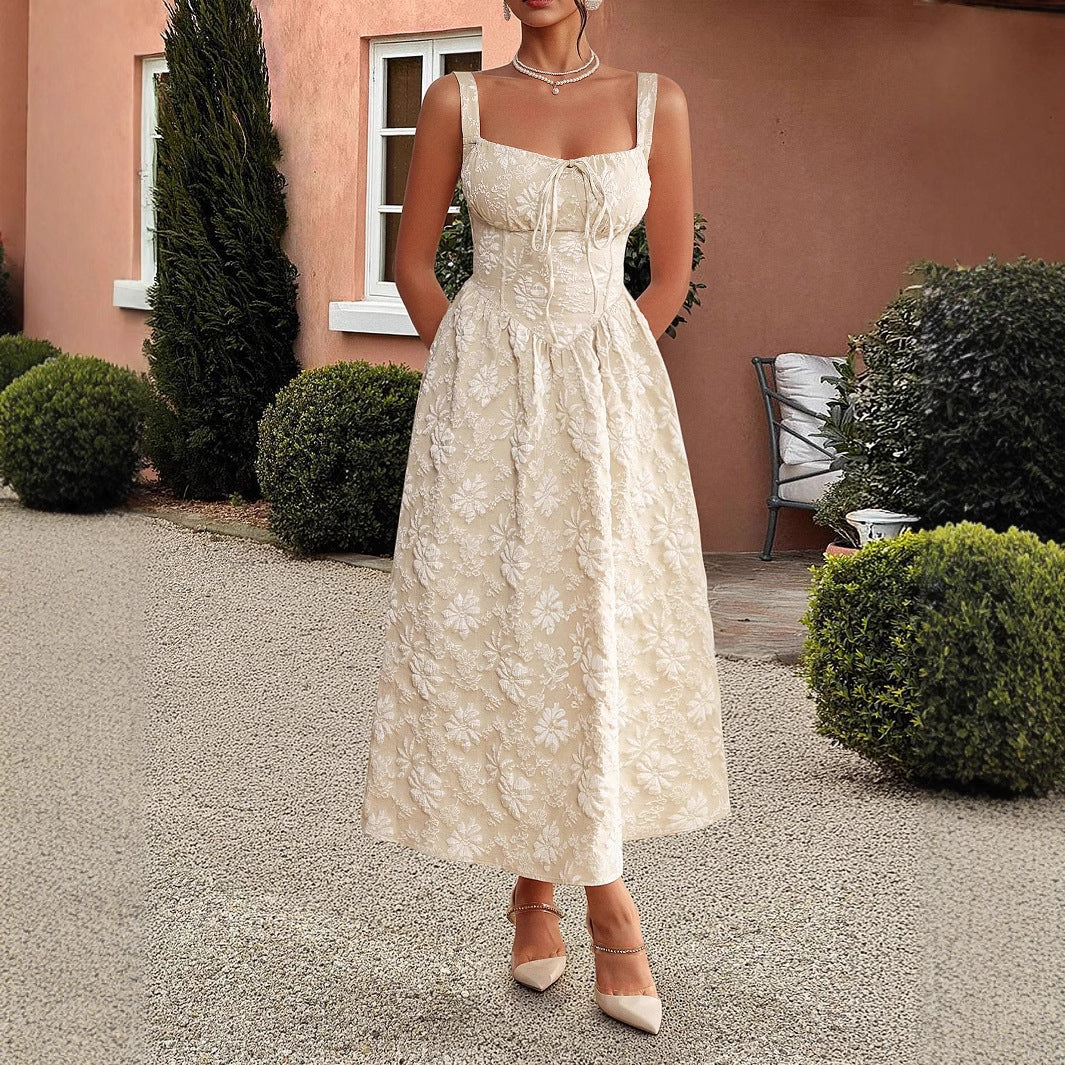 Embroidered suspender waistband dress - V.I.P Digital Presence