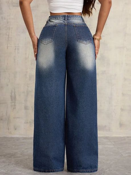 Embroidered Wide Leg Jeans - V.I.P Digital Presence