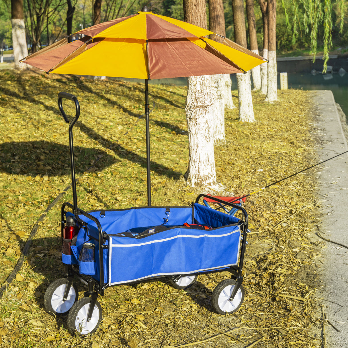 Folding Wagon Garden Shopping Beach Cart   (Blue) - V.I.P Digital Presence
