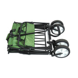 Folding Wagon Garden Shopping Beach Cart (Green) - V.I.P Digital Presence