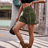 European and American denim work pants, casual pocket shorts elastic waistband for women - V.I.P Digital Presence