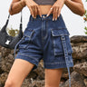 European and American denim work pants, casual pocket shorts elastic waistband for women - V.I.P Digital Presence