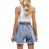 European and American elastic waisted denim flower bud shorts - V.I.P Digital Presence