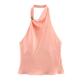 European and American fashion neck hanging sleeveless vest high waist two-piece set - V.I.P Digital Presence