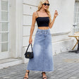 European and American high waisted denim skirt fashionable loose pocket half length skirt for women - V.I.P Digital Presence