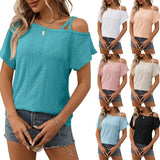 European and American one shoulder short sleeved T-shirt hollowed out top for women - V.I.P Digital Presence