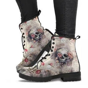 European and American plus leather Martin boots women's Gothic printed British boots Wish workwear combat boots - V.I.P Digital Presence