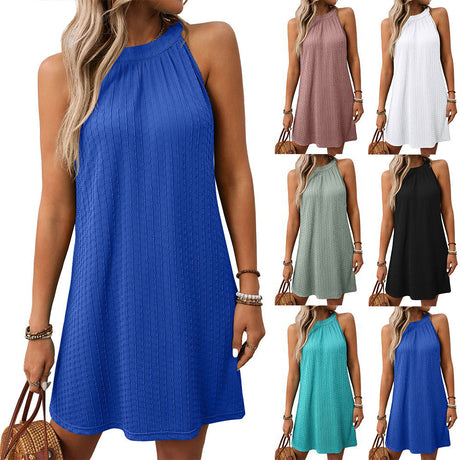 European and American round neck hanging neck loose sleeveless dress for women - V.I.P Digital Presence