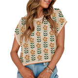 European and American round neck knitted small flower top - V.I.P Digital Presence