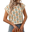 European and American round neck knitted small flower top - V.I.P Digital Presence