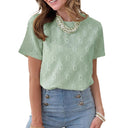 European and American round neck short sleeved imitation embroidery flower jacquard top T-shirt for women - V.I.P Digital Presence
