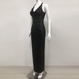 European and American sexy fashion socialite temperament hot diamond suspender backless long dress women's dress - V.I.P Digital Presence