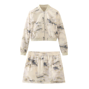 European and American style women's fashion casual tie dye jacket jacket, half skirt set - V.I.P Digital Presence
