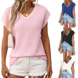 European and American V-neck short sleeved striped top - V.I.P Digital Presence