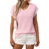 European and American V-neck short sleeved striped top - V.I.P Digital Presence