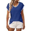 European and American V-neck short sleeved striped top - V.I.P Digital Presence