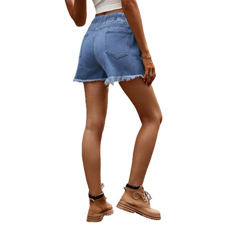 European and American versatile slimming elastic waist denim casual shorts for women - V.I.P Digital Presence