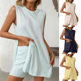 European and American women's fashion casual knitted sleeveless shorts set - V.I.P Digital Presence
