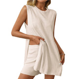 European and American women's fashion casual knitted sleeveless shorts set - V.I.P Digital Presence