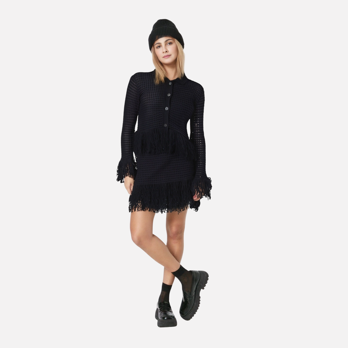 European and American women's fashion versatile tassel knit sweater+skirt set - V.I.P Digital Presence