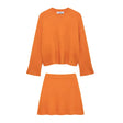 European and American women's long sleeved round neck knitted sweater mini skirt set - V.I.P Digital Presence
