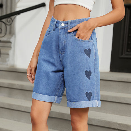 European and American women's perforated rolled edge five quarter denim shorts casual pants - V.I.P Digital Presence