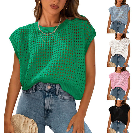 European and American women's round neck hollow top - V.I.P Digital Presence
