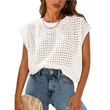 European and American women's round neck hollow top - V.I.P Digital Presence