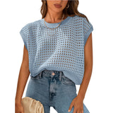 European and American women's round neck hollow top - V.I.P Digital Presence