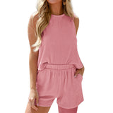 European and American women's sleeveless vest shorts striped two-piece set - V.I.P Digital Presence