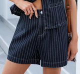 European and American women's striped casual denim shorts set - V.I.P Digital Presence