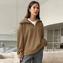 European and American zipper collar top fashionable and versatile sports hoodie - V.I.P Digital Presence
