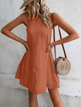 Eyelet Grecian Neck Mini Dress - V.I.P Digital Presence